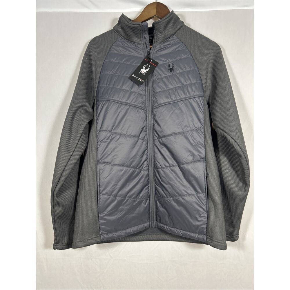 Spyder Hybrid Jacket Men’s Medium Gray Quilted Full Zip Lightweight NWT